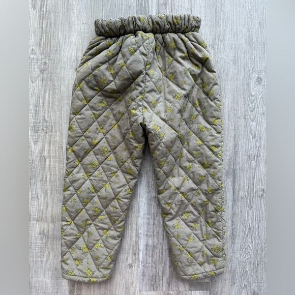 Zara Kids Girls 4-5 Years Quilted Jacket Pants Matching Set Floral Brown - Picture 8 of 9